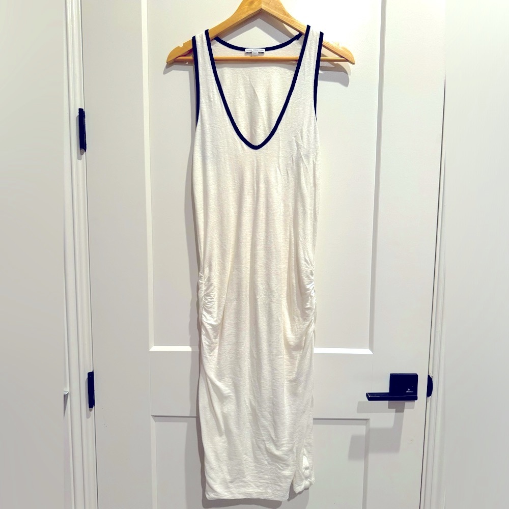 James Perse Rouched Tank Dress Low Neckline